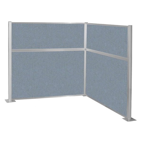Pre-Configured Hush Panel Cubicle (L Shape) 6' x 6' L-Build Powder Blue Fabric, Versare, Mfr#: 1869904